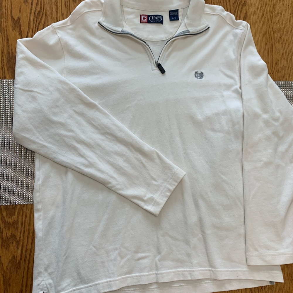 Chaps 1/4 zip White Pullover Great Condition Mens